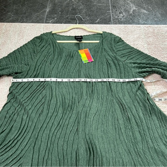 NWT Toofan Textured Sage Green Tunic Top Size 1X Lagenlook Art to Wear - Picture 5 of 9